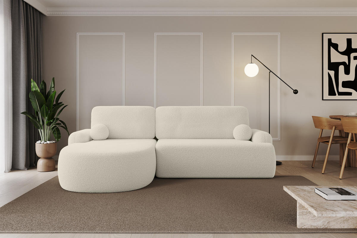 ECKSOFA mit Schlaffunktion und Bettkasten LIRA-L - 264x172x89 Beige - Beige, Holzwerkstoff/Textil (264/172cm) - ALTDECOR