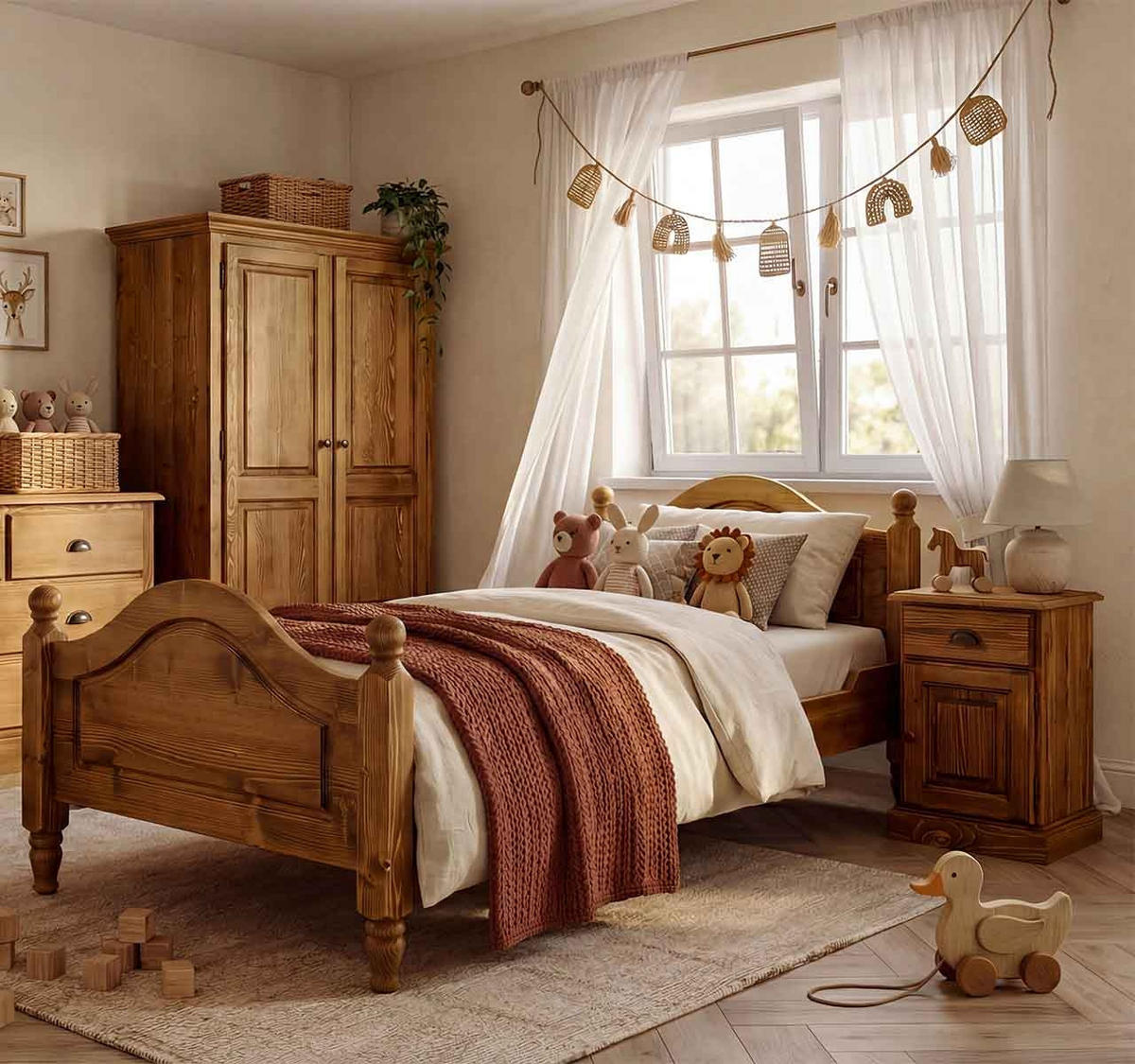 BETT aus Massivholz CHARLOTTE - Hellbraun, Holz (90/200cm) - Seart