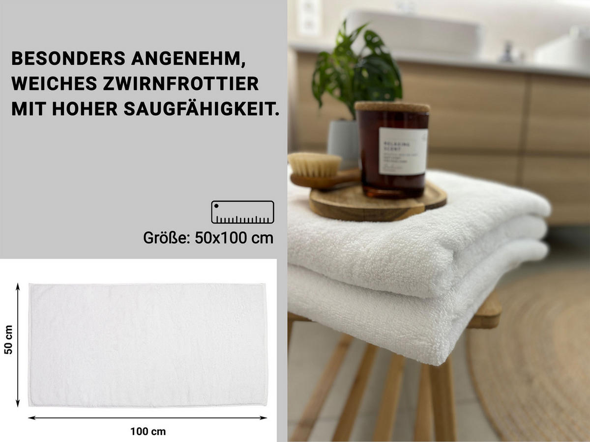 HANDTÜCHER, 10er-Set, 50x100 cm, 100% Baumwolle, Weiß - Weiß, Textil (50/100cm) - Zollner