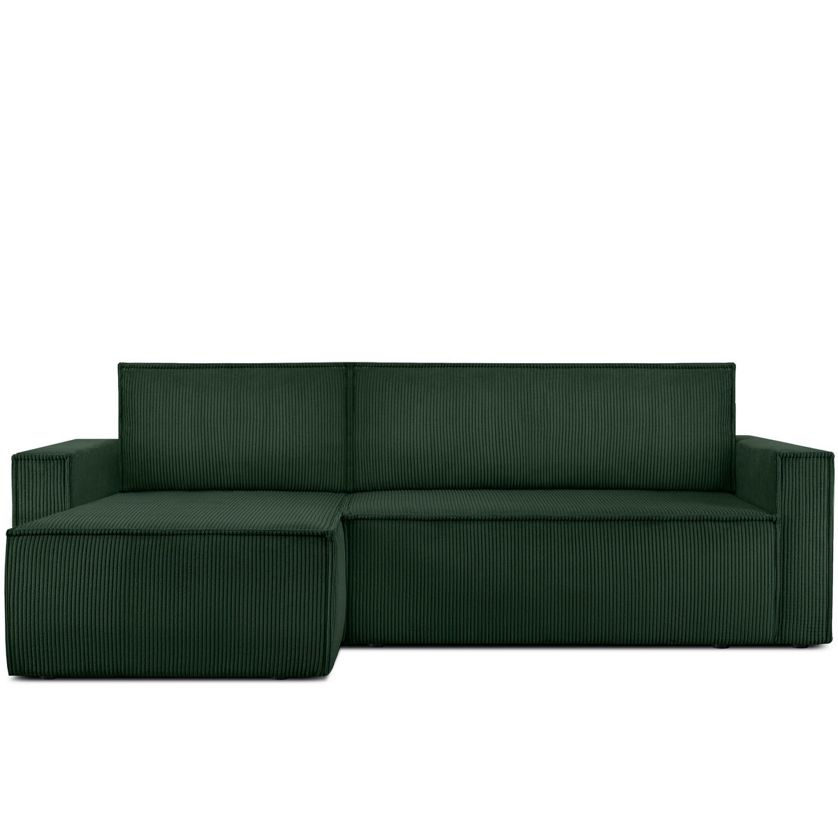 ECKSOFA-LINKS/RECHTS NAPI Schlaffunktion mit Cordbezug, dunkelgrün - Dunkelgrün/Schwarz, Textil (246/148cm) - KONSIMO®