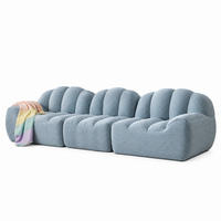 ECKSOFA mit modularer Bauweise aus granuliertem Fleece in Blau 288x104x79 cm, mit breiter Sitzfläche - Blau, Textil (104/288cm) - IVMEU