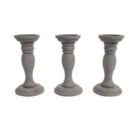 KERZENSTÄNDER 3ER-SET Grau - Grau, Holz (12/24/12cm) - MCW