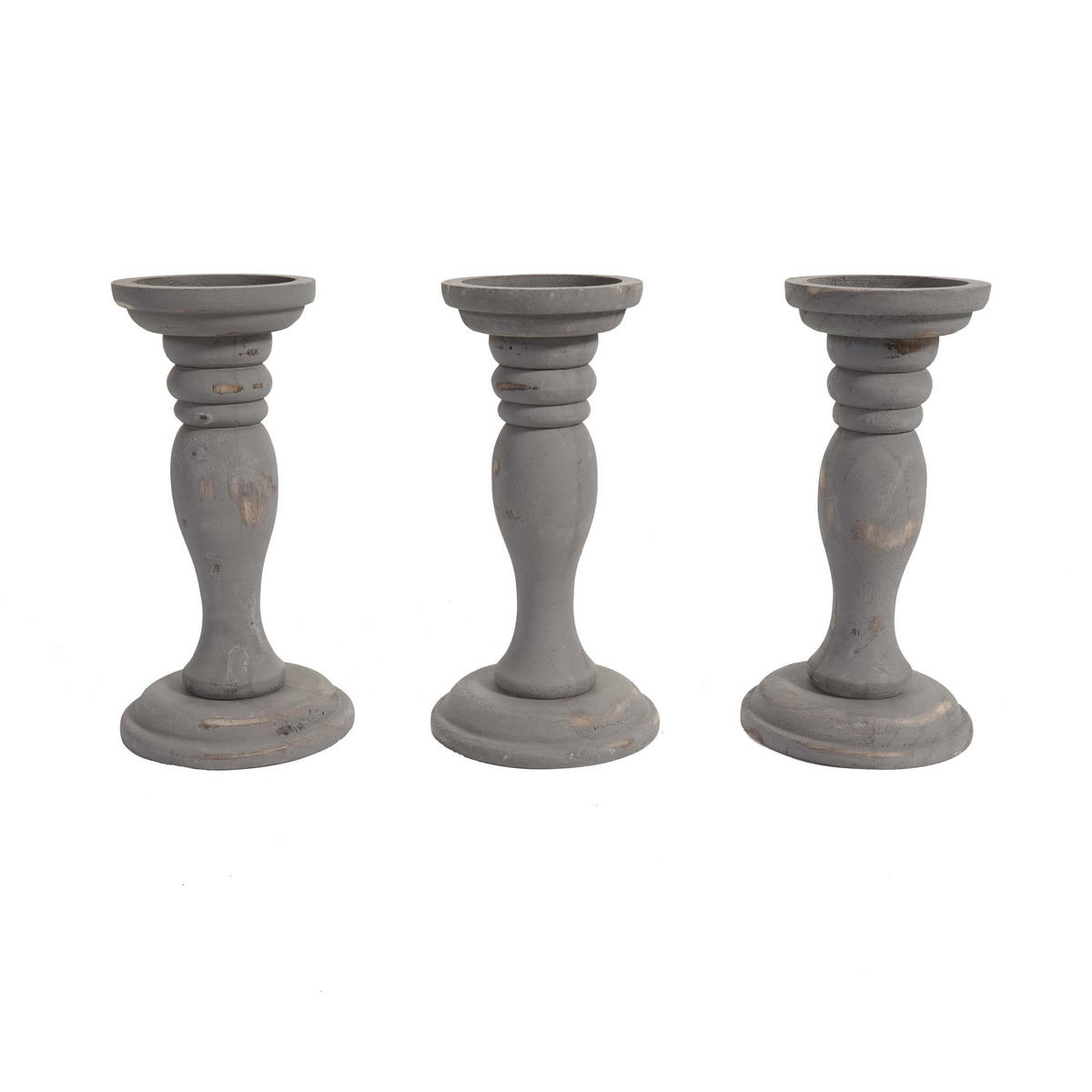 KERZENSTÄNDER 3ER-SET Grau - Grau, Holz (12/24/12cm) - MCW