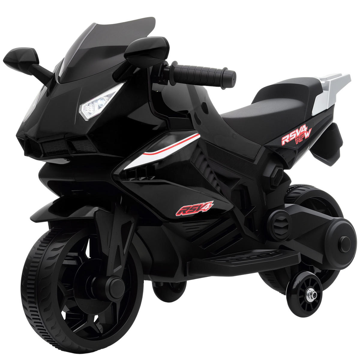 ELEKTRO-MOTORRAD DE-06194 mit Hupe, Scheinwerfer und Musik Schwarz - Schwarz, Kunststoff/Metall (75/36/49cm) - ComfortXL