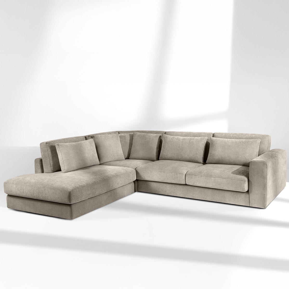 ECKSOFA links VERUS - Beige, Holz/Holzwerkstoff (297/248cm) - KONSIMO®