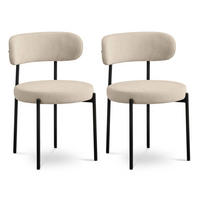 STÜHLE 2er-Set gepolstert aus beigem Cord-Samt mit schwarzem Metallgestell IRIS - Beige/Schwarz, Textil/Metall (53.5/80/49.5cm) - Sicaan