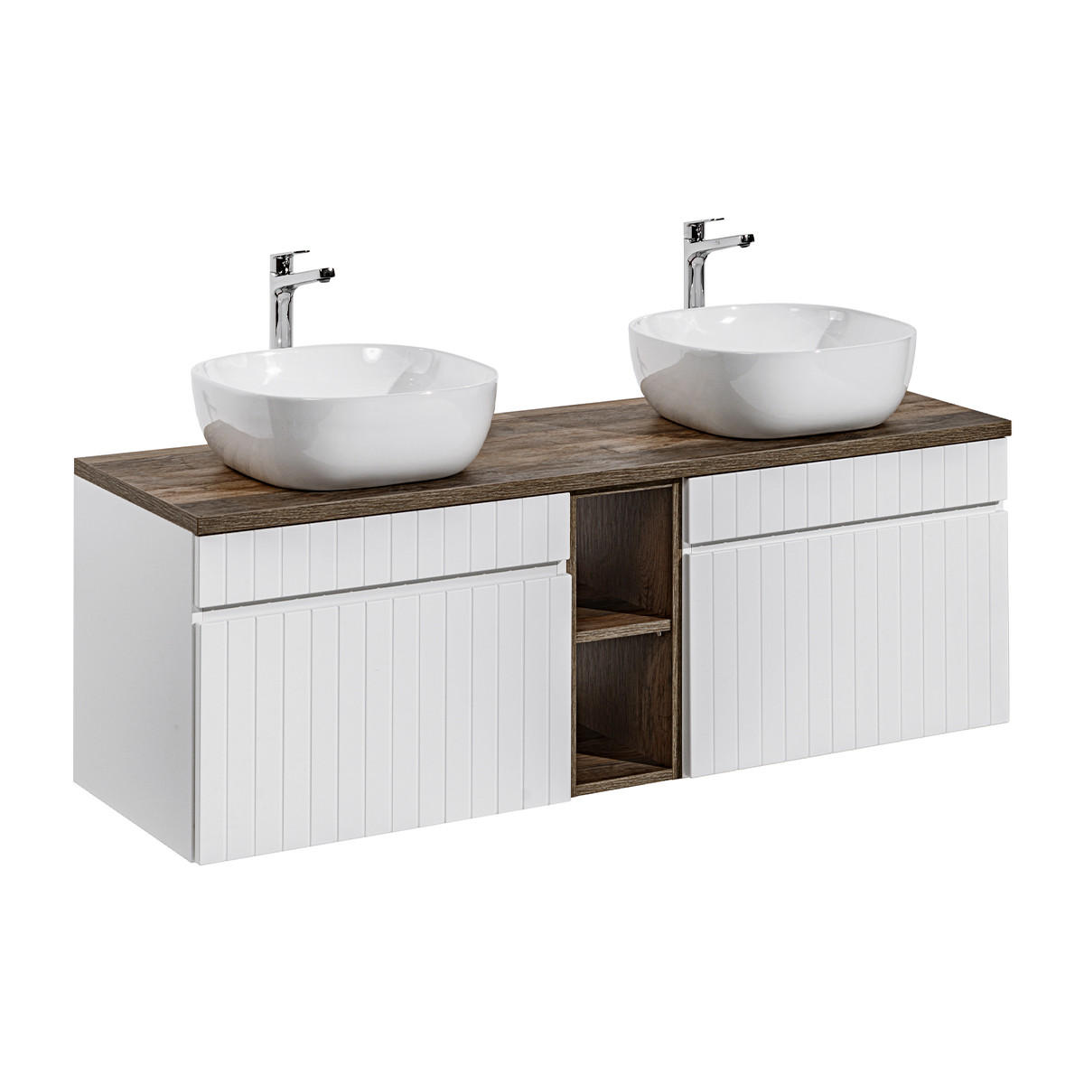 DVOJNI UMIVALNIK 140cm Zelie Bela - bela, leseni material (140/48/46cm) - Petits-meubles
