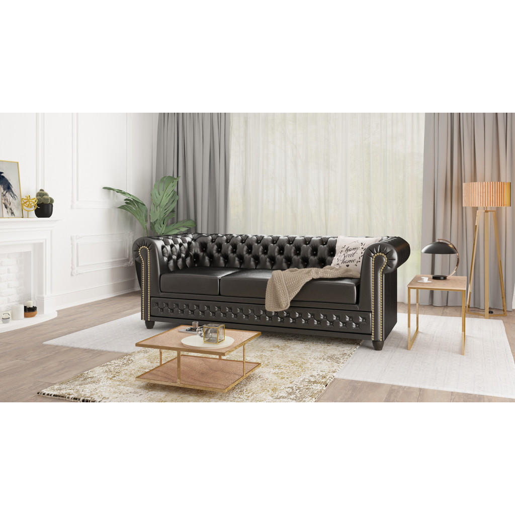 Thumbnail - S-Style Möbel Sitzgarnitur, Schwarz, Textil, Echtholz,Buche, 6-Sitzer, Füllung: Silikon,Silikon,Komfortschaum, 203x72x86...