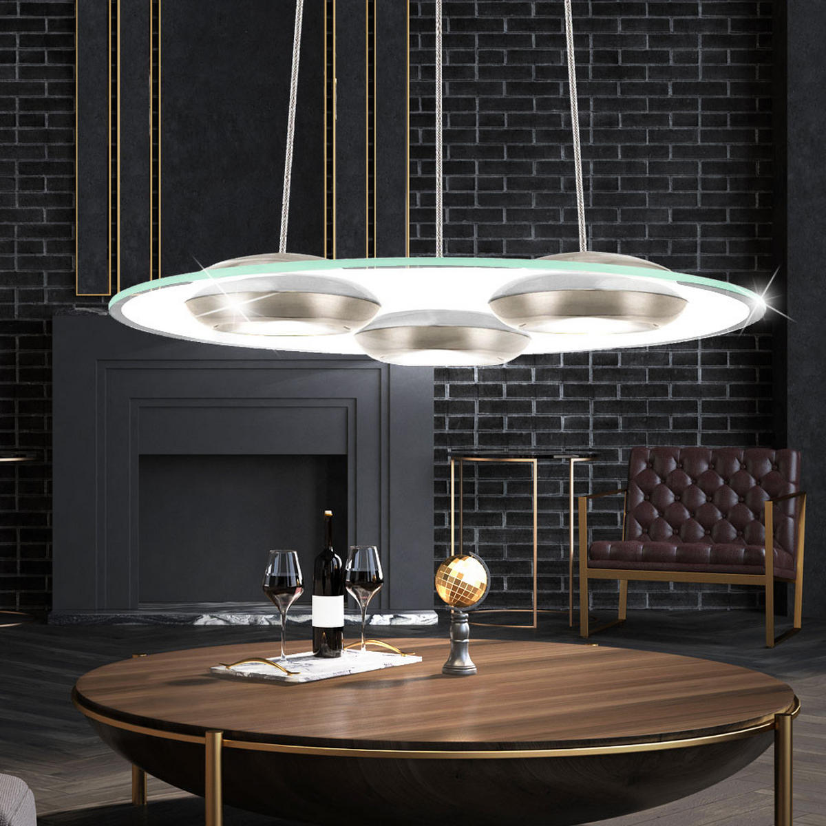 LED HÄNGELEUCHTE BOOTES Silber Glas - Silberfarben, Glas (48/48/110cm)