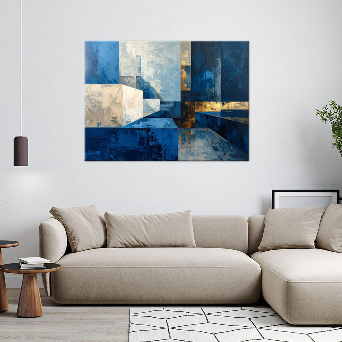 LEINWANDBILD Abstraktion 120x80cm - Blau, Textil (120/80cm) - Feeby