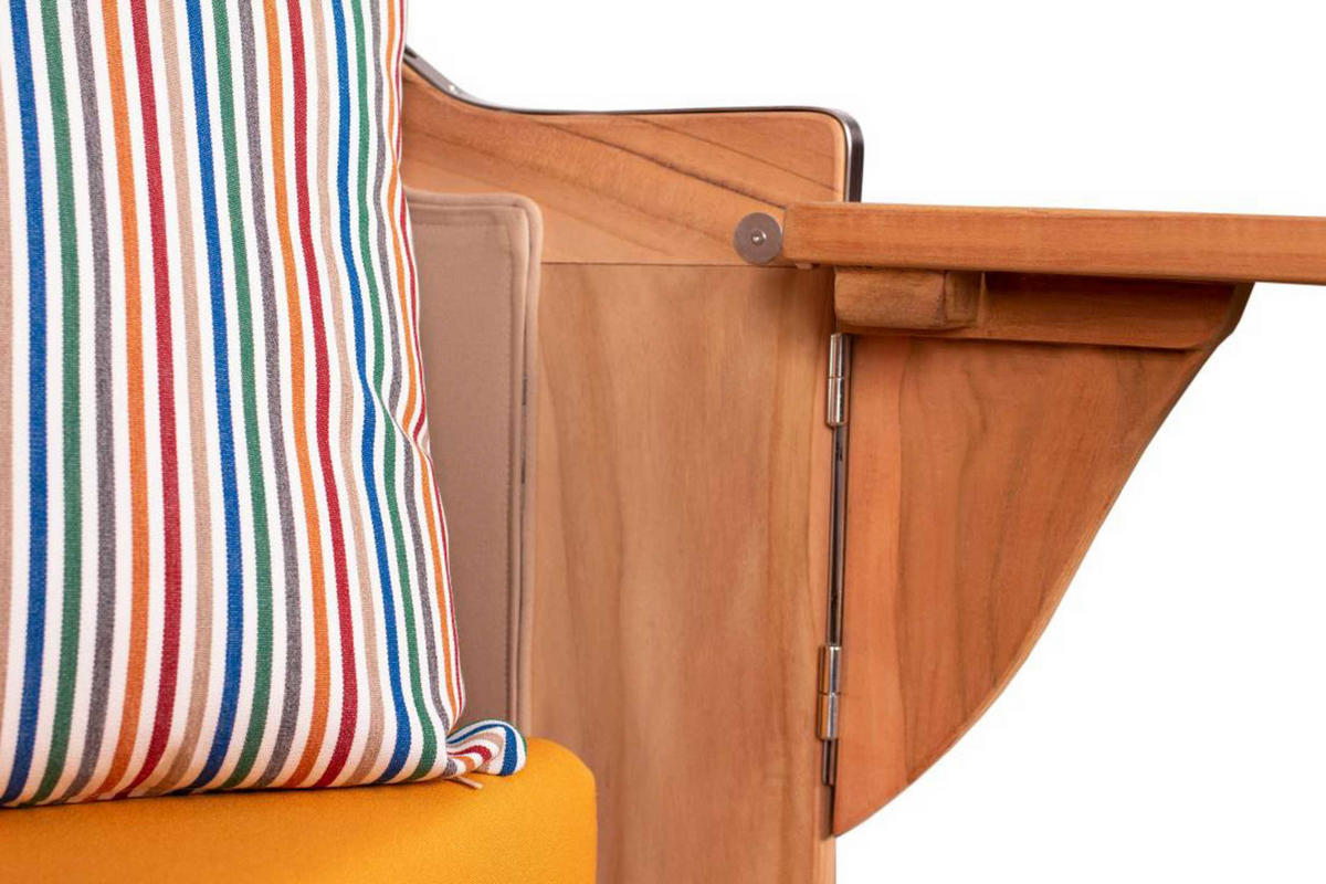 STRANDKORB SEEBLICK 2 Sitzer Teak - Gelb/Braun, Metall (125/170/80cm) - Mr. Deko