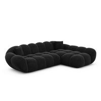ECKSOFA Liva Schwarz Samtstoff L-Form Rechts - Schwarz, Textil (160/265cm) - VAROYAL