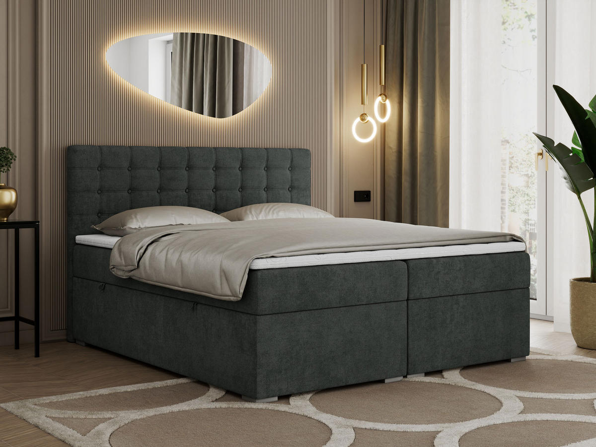 BOXBETT SUSAN 120/200 Dunkelgrau Struktur - H3 - Dunkelgrau, Holz/Textil (120/200cm) - MKS