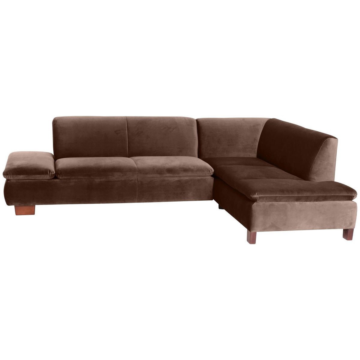 ECKSOFA mit Ottomane rechts Kaye Bezug Samtvelours Buche nussbaum dunkel / braun - Braun, Kunststoff (270/190cm) - 58aufmkessel
