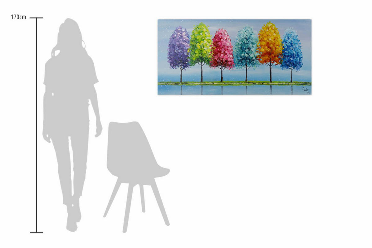 ÖLGEMÄLDE 120/60 cm - Blau/Gelb, Holz/Textil (120/60cm) - KUNSTLOFT