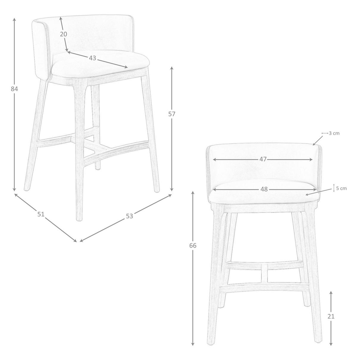 BARHOCKER asymmetrisch Braun Walnuss 53/51/84 cm - Braun, Leder/Holz (53/84/51cm) - ANGEL CERDA
