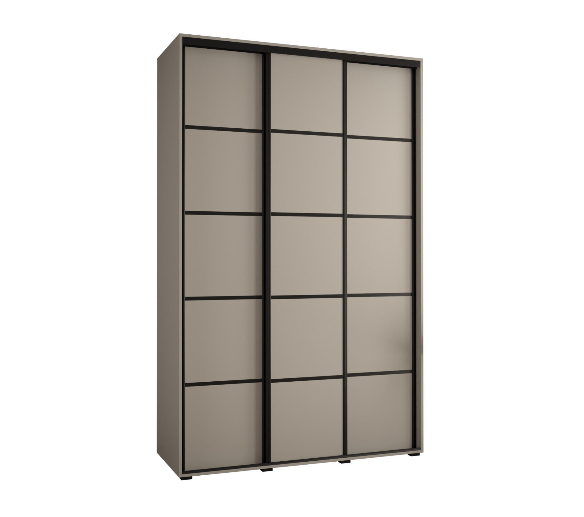 SCHWEBETÜRENSCHRANK 235,2/150/60 3-türig - Kaschmir/Schwarz, Holz/Metall (150/235.2/60cm) - MÖBEL KRYSPOL