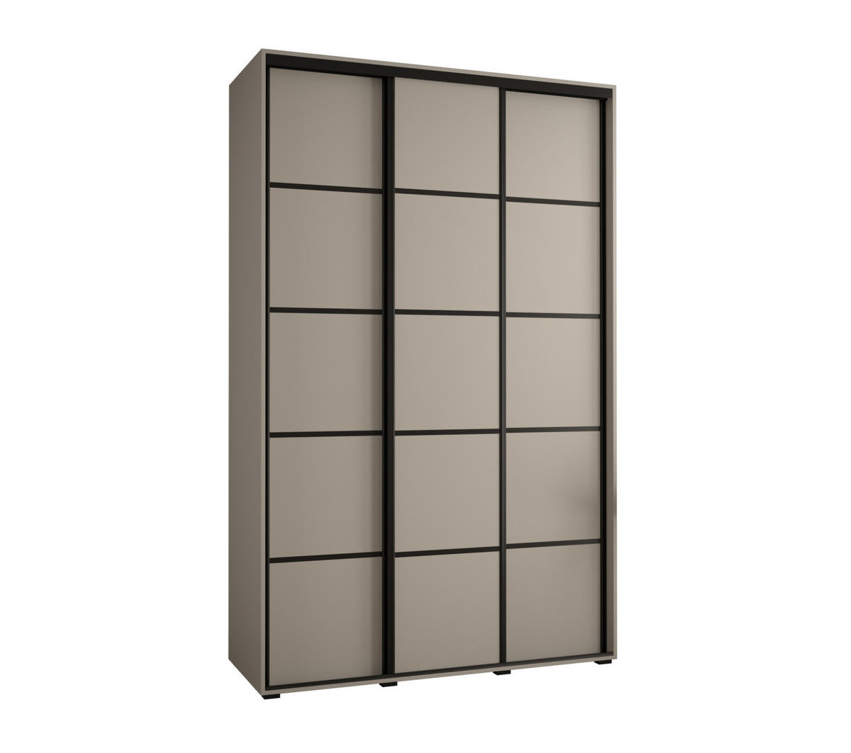 SCHWEBETÜRENSCHRANK 235,2/150/60 3-türig - Kaschmir/Schwarz, Holz/Metall (150/235.2/60cm) - MÖBEL KRYSPOL