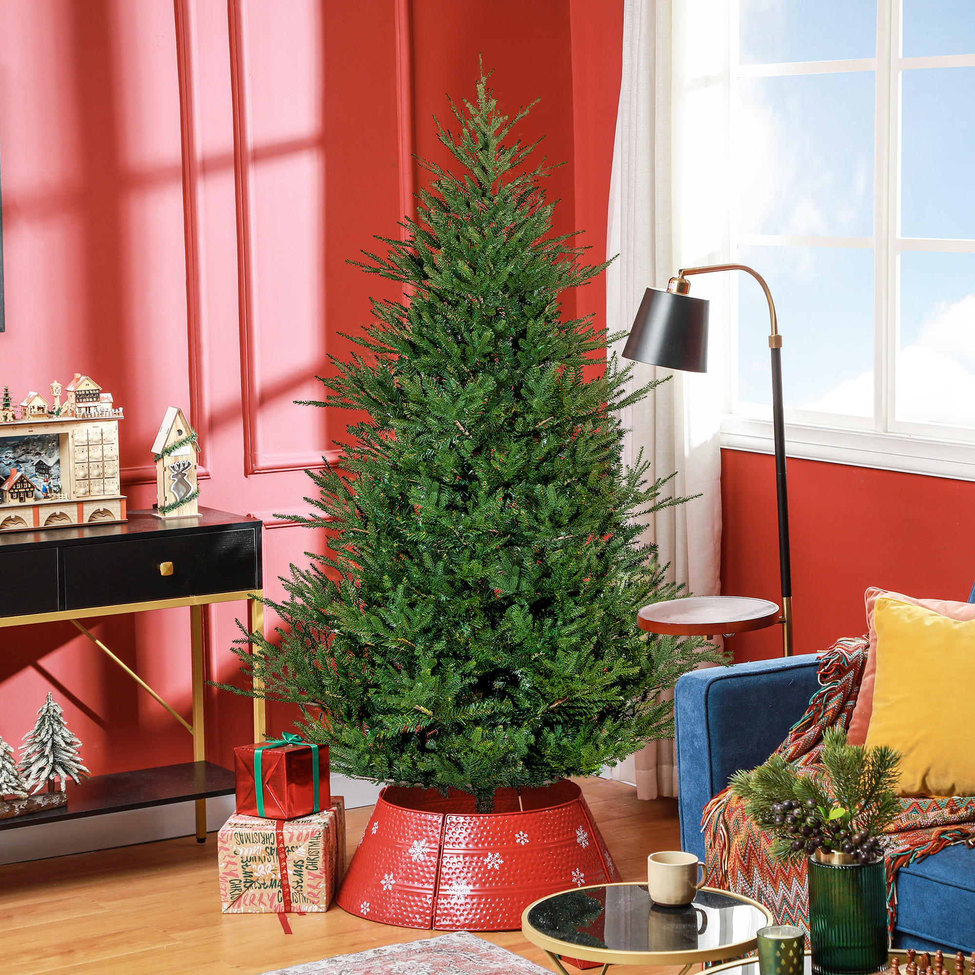 KÜNSTLICHER Weihnachtsbaum, 183 cm Christbaum mit 2380 Spitzen, Metallständer - Grün, Kunststoff (183cm) - HOMCOM