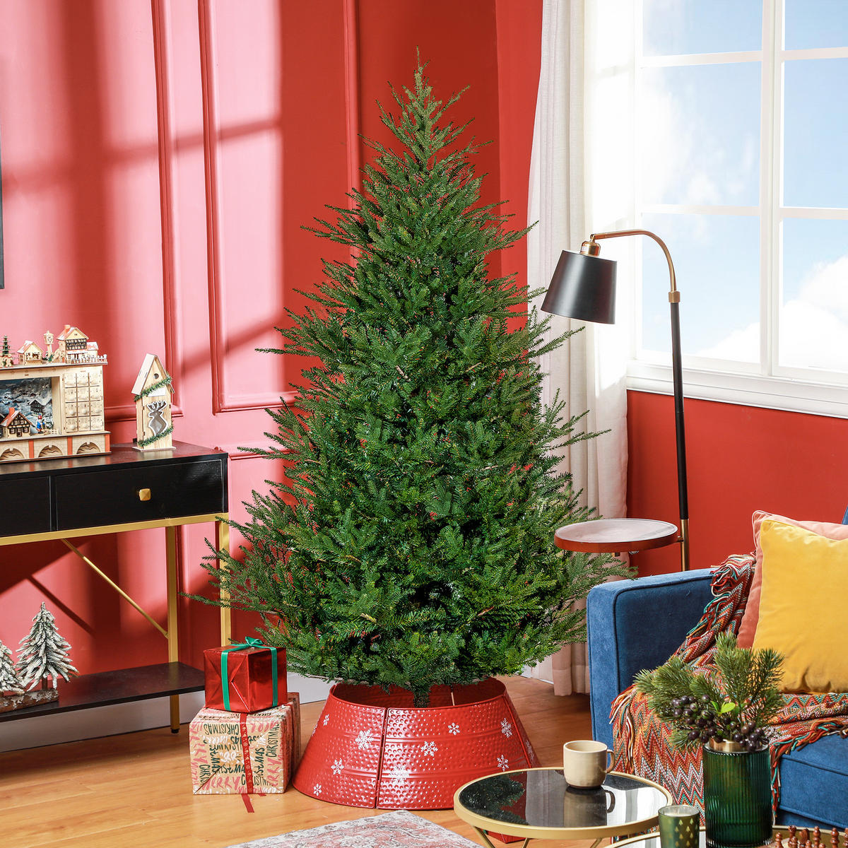 KÜNSTLICHER Weihnachtsbaum, 183 cm Christbaum mit 2380 Spitzen, Metallständer - Grün, Kunststoff (183cm) - HOMCOM