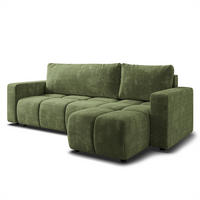 ECKSOFA RAMIL Grün Chenille mit Schlaffunktion - Grün, Holz (240/149cm) - MASSENO