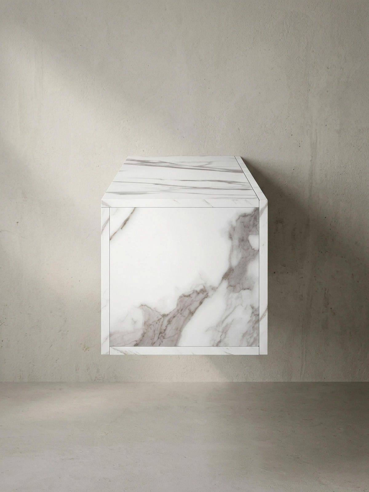 TV-LOWBOARD hängend, Marmor-Optik, Klapptüren, modern, Weiß 120x30x30 cm - Weiß, Metall (120/30/30cm) - KADIMA DESIGN