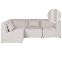 COLȚAR modul cu 4 locuri pe partea dreaptă bej reps reiat Lemvig - bej, material textil (250/166cm) - Beliani