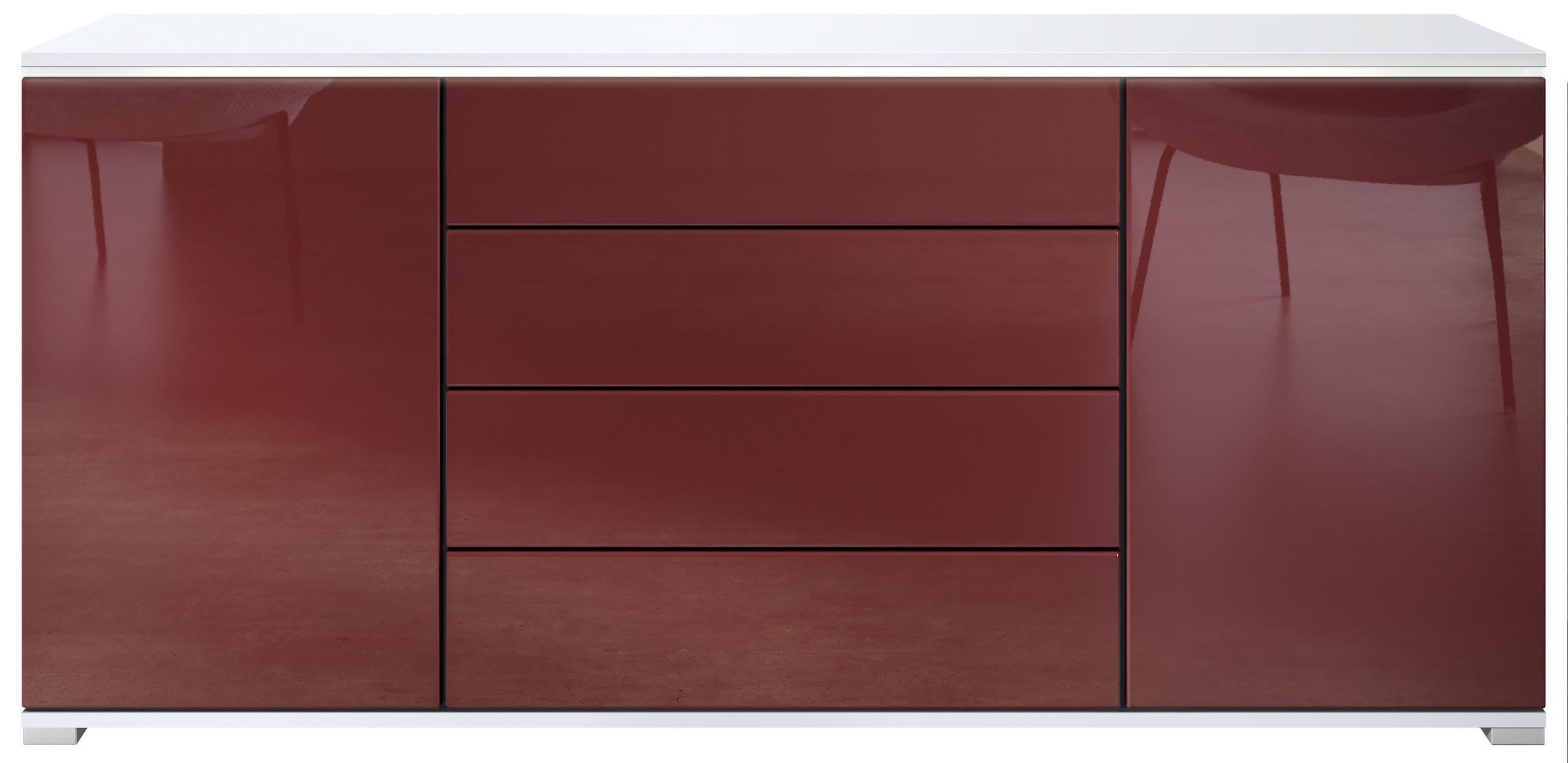 SIDEBOARD Faro Bordeaux Hochglanz - Bordeaux, Holzwerkstoff (166.5/75.5/35cm) - Vladon