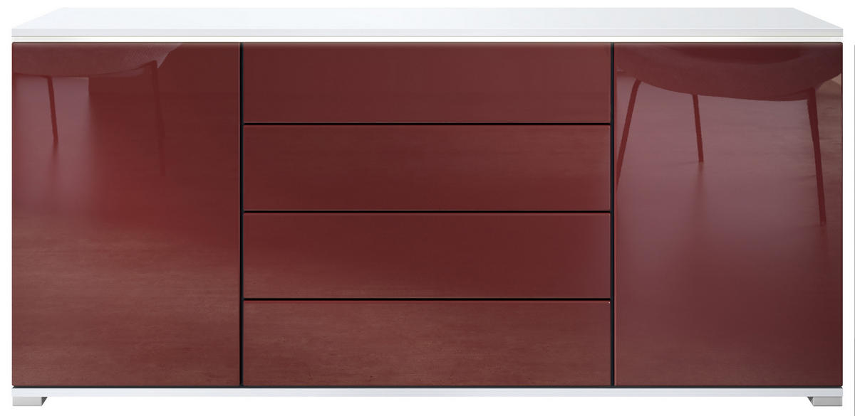 SIDEBOARD Faro Bordeaux Hochglanz - Bordeaux, Holzwerkstoff (166.5/75.5/35cm) - Vladon