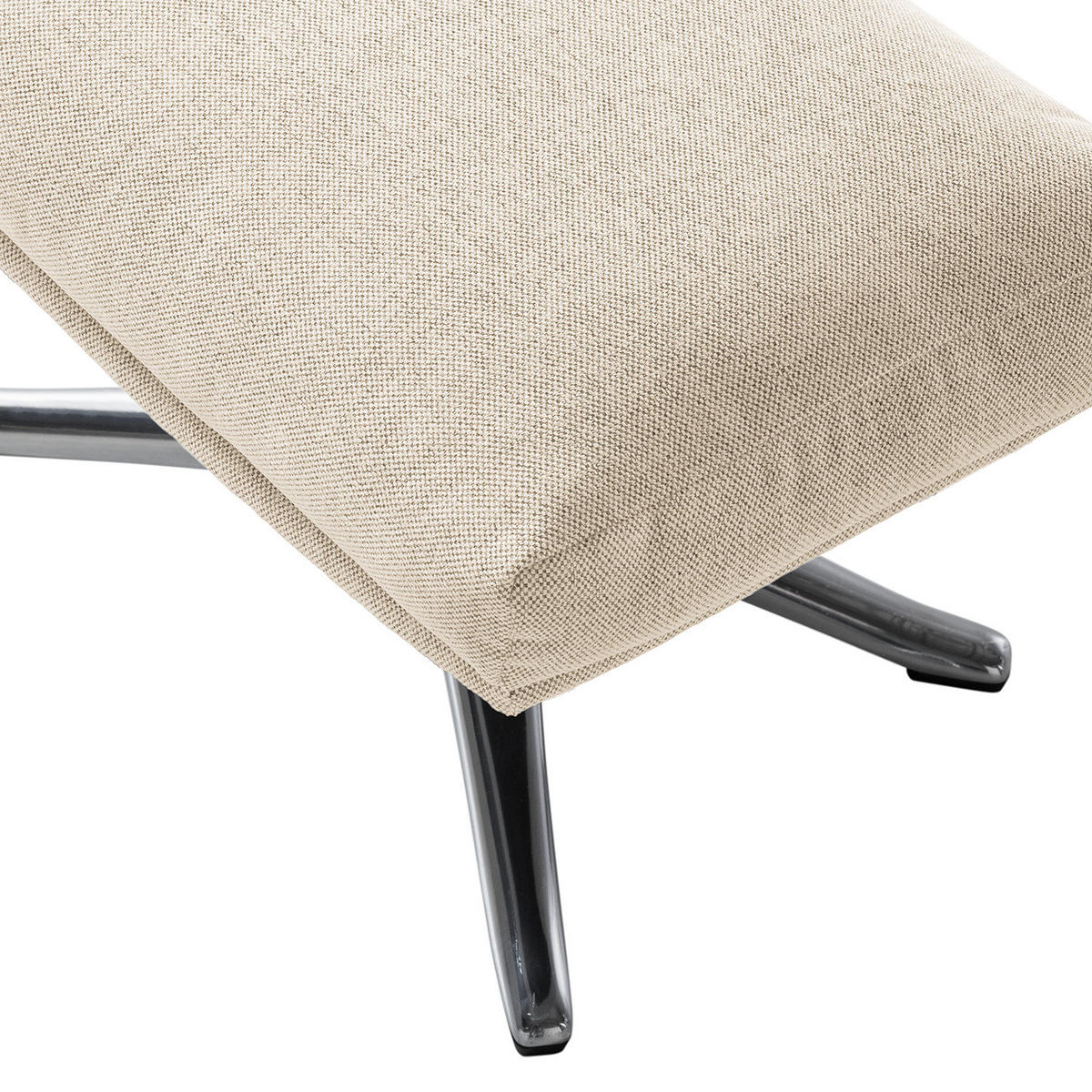 POLSTERHOCKER mit Kreuzfuß - Chromfarben/Beige, Textil/Metall (51/37/41cm) - home24