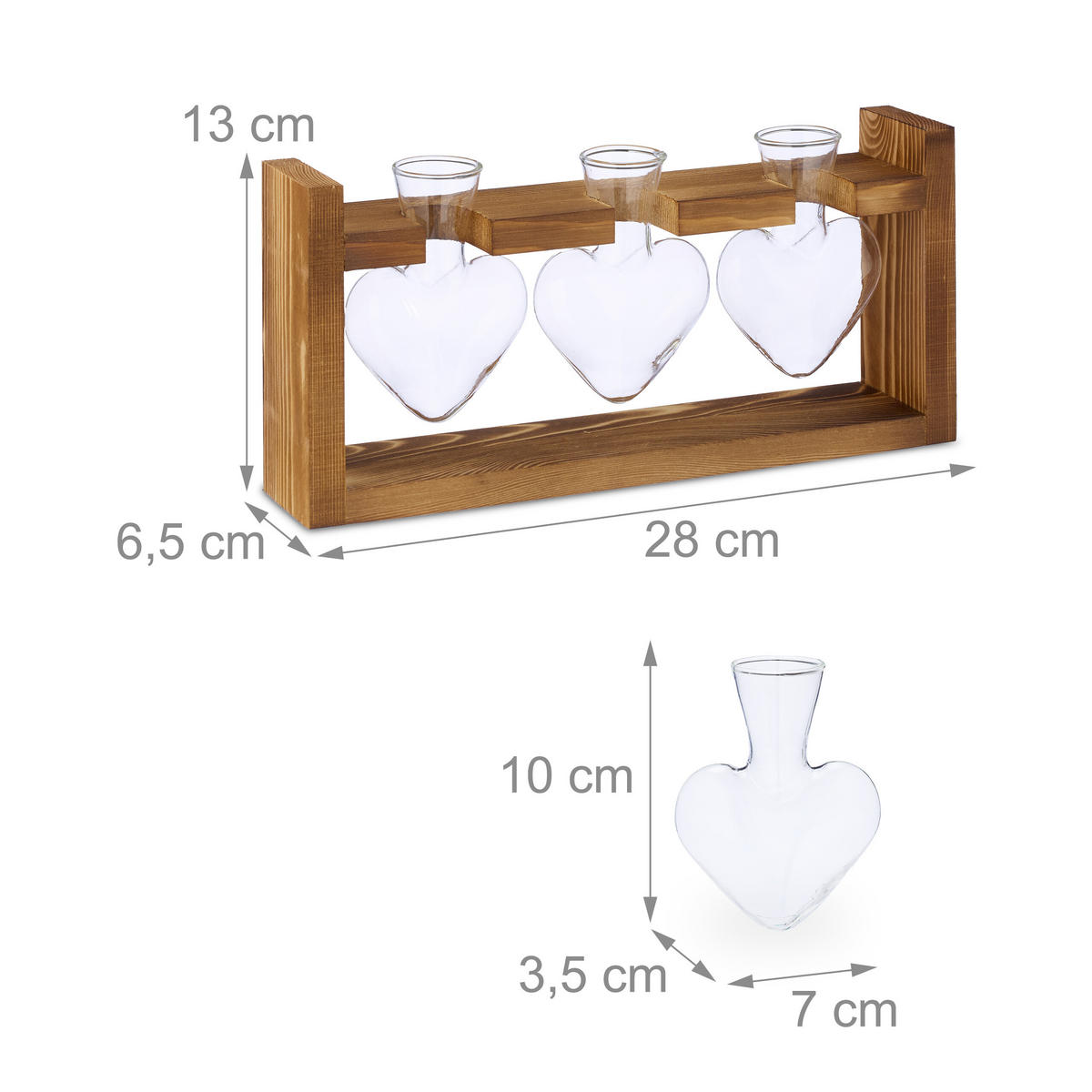 REAGENZGLAS-VASE - Multicolor, Glas/Holz (13cm) - Relaxdays