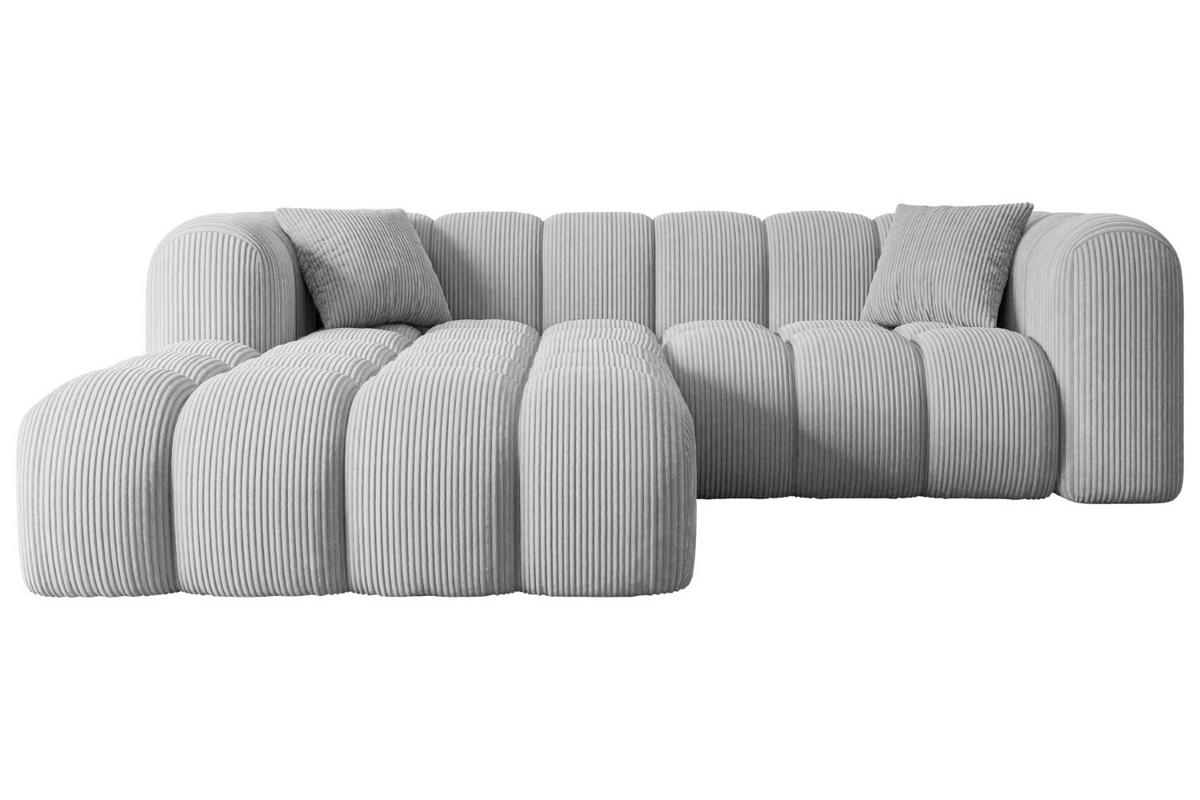 ECKSOFA Ottomane Links OLEA-L1 - 231x173x74 cm Grau Cord - Schwarz/Grau, Holzwerkstoff/Kunststoff (190/242cm) - ALTDECOR