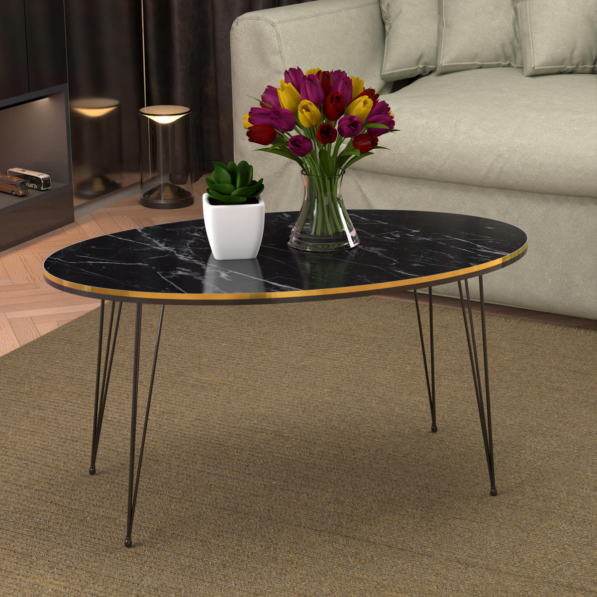 COUCHTISCH Hirtshals 90/50/41 - Schwarz, Holzwerkstoff (50/90/41cm) - [en.casa]
