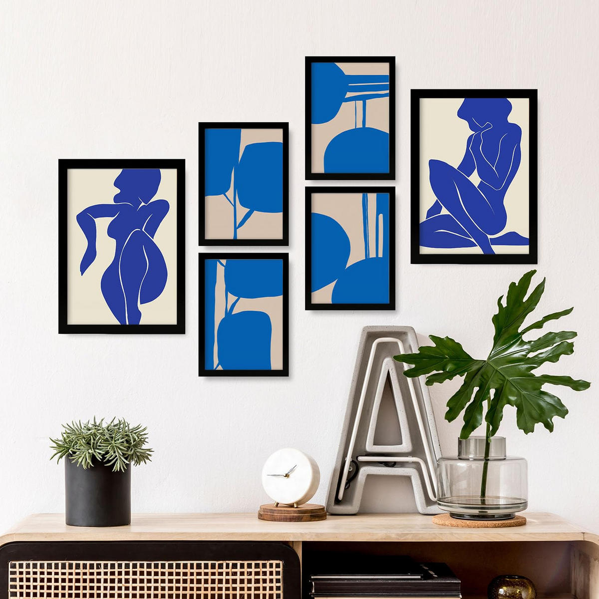 POSTER Set Mit 6 Mettle Körper 2 In Weibliche Zusammenfassung Ästhetische Dekorative Gemälde Für Ihr Wohnzimmer Zuhause A3 & A4 Schwarzer Rahmen - Schwarz, Papier (29/3cm) - Nacnic