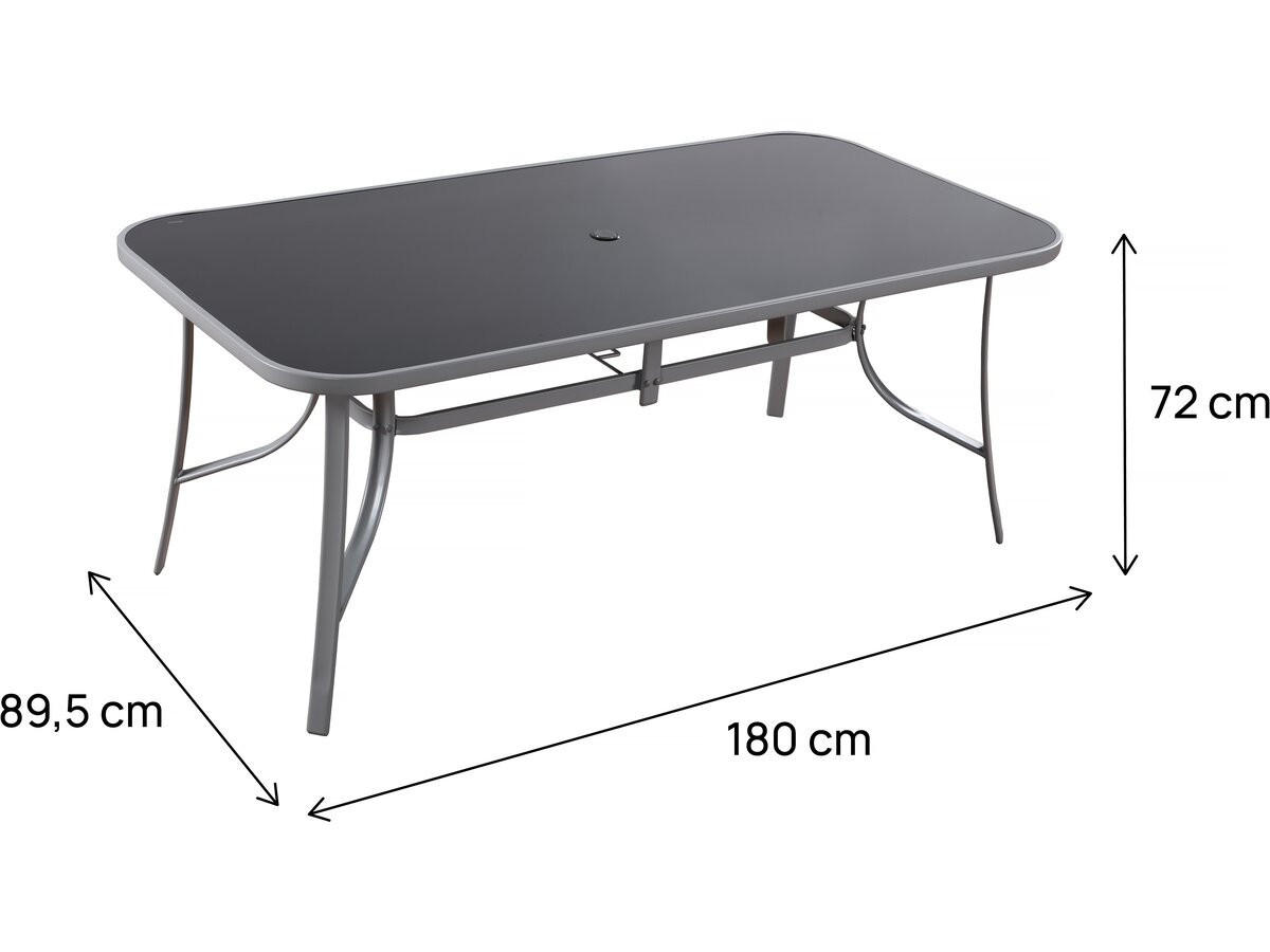 GARTENTISCH cordoba Schwarzes Glas - Dunkelgrau, Glas (180/90/72cm) - Habitat Garten