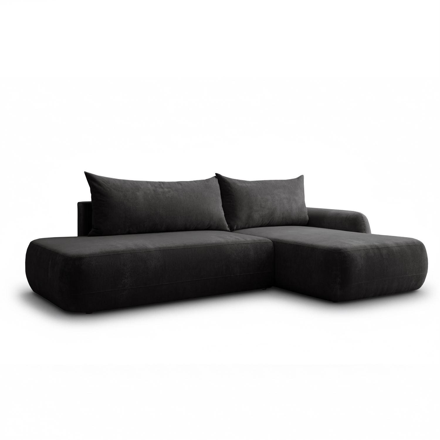 ECKSOFA GOYA mit Schlaffunktion und Bettkasten, Rechte, Perfect Harmony 99 - Anthrazit, Textil (302/184cm) - Lookway