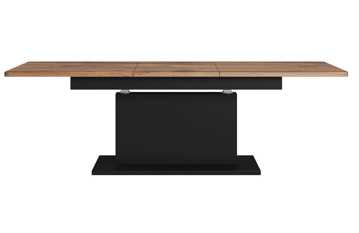 WOHNZIMMERTISCH Busetti Eiche Wotan / schwarz 126-167 / 70 / 56-74cm - Eichefarben/Schwarz, Holz/Holzwerkstoff (70/167/74cm) - Feldmann-Wohnen