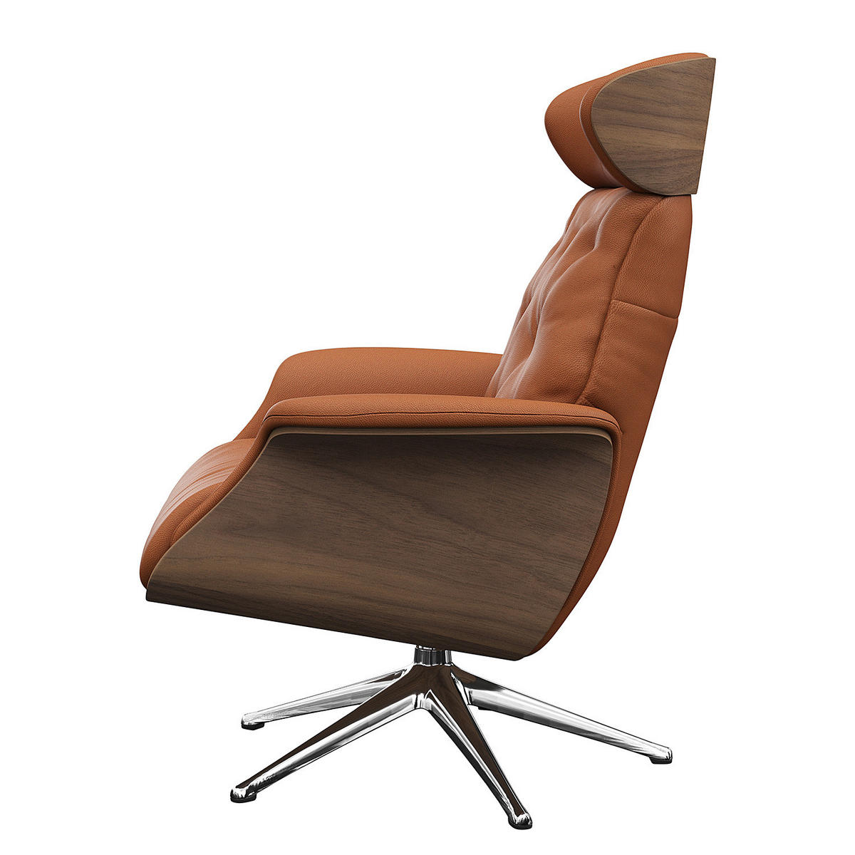 RELAXSESSEL - Echtleder - Kastanienfarben/Chromfarben, Leder/Metall (83/110/83cm) - home24