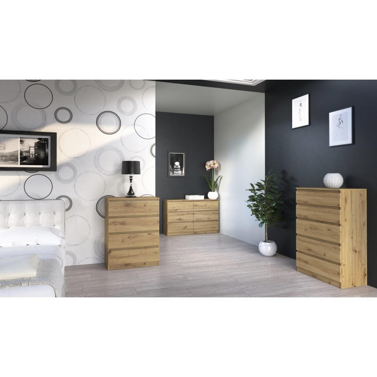 KOMMODE bella3 - Eiche Artisan, Holzwerkstoff (70/76/35cm) - roe furniture