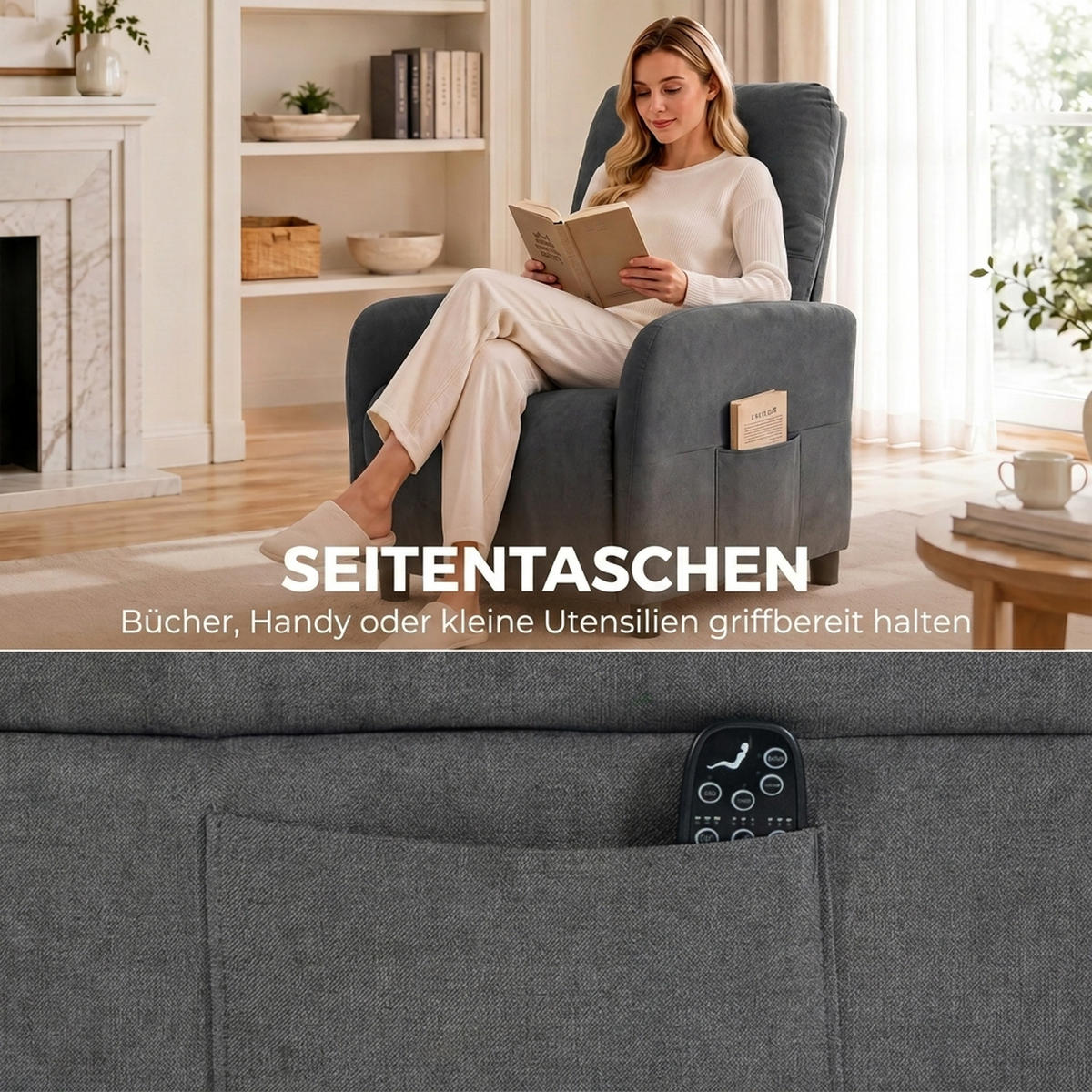 MASSAGESESSEL Polyester Dunkelgrau - Dunkelgrau/Schwarz, Holzwerkstoff/Kunststoff (87/100/77cm) - HOMCOM