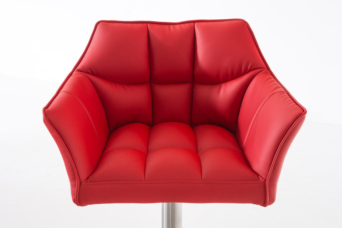 BARHOCKER Sihar Kunstleder Rot Silber - Rot, Leder/Metall (64/88/45cm) - DELUKE