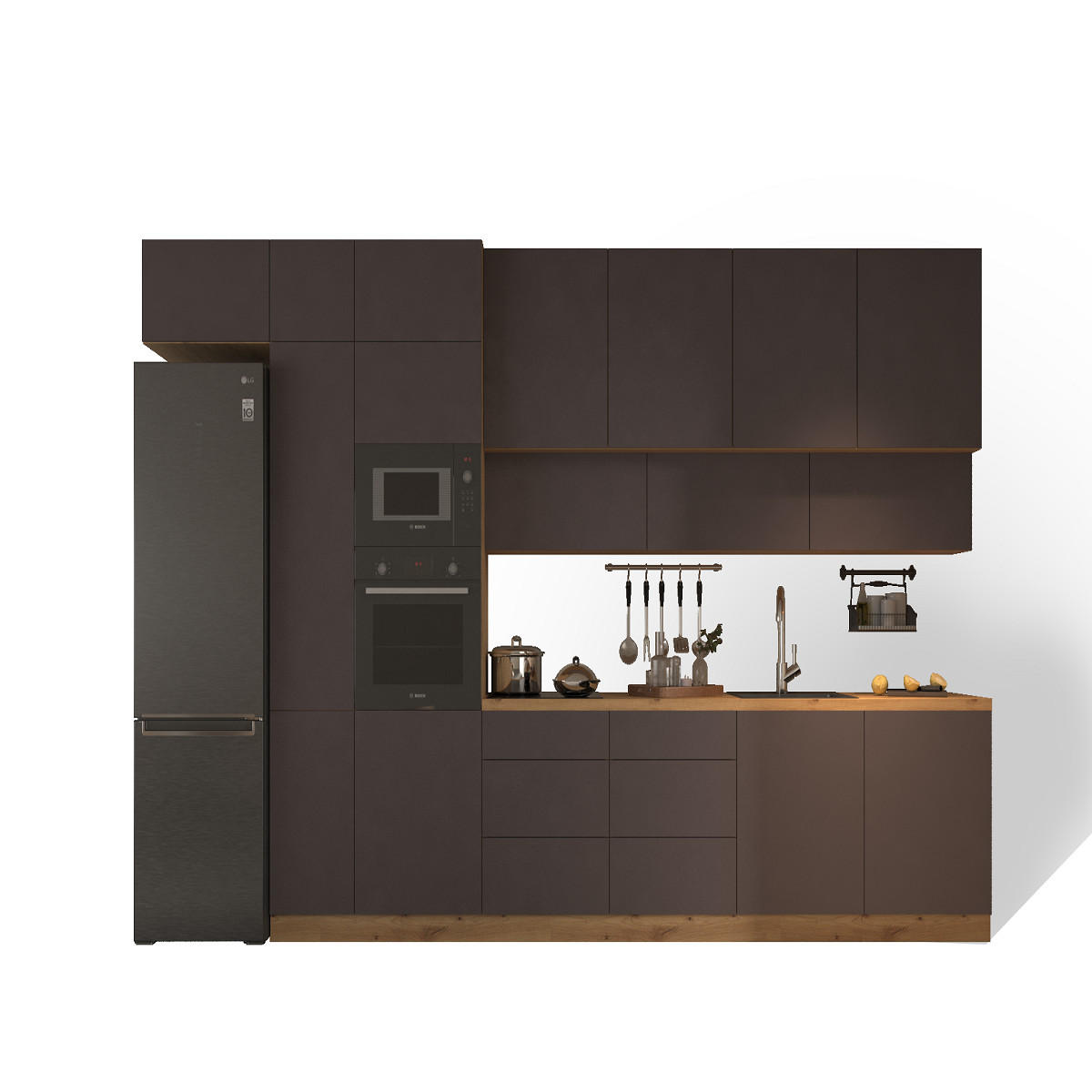 KÜCHENZEILE 400 - Langen KL4-M400 in Grau/Matt - Grau, Holz (400/248/58cm)