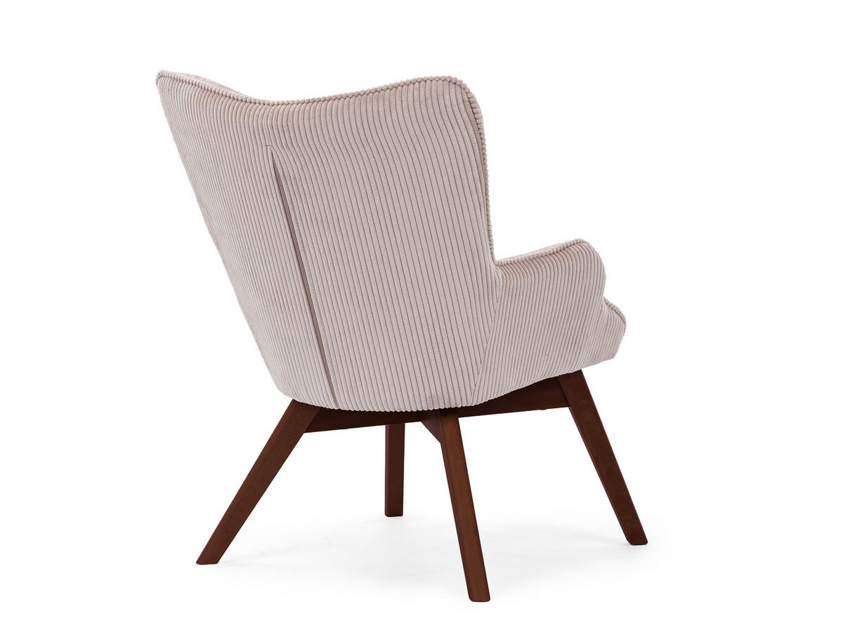 LOUNGESESSEL Lenari Puderrosa Cordstoff mit Füßen in Braun - Hellrosa/Braun, Holz/Textil (71/96/86cm) - S-Style Möbel