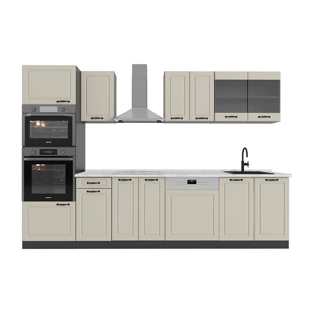 Vicco Küchenzeile Beige, Anthrazit 300x206.8x60 cm