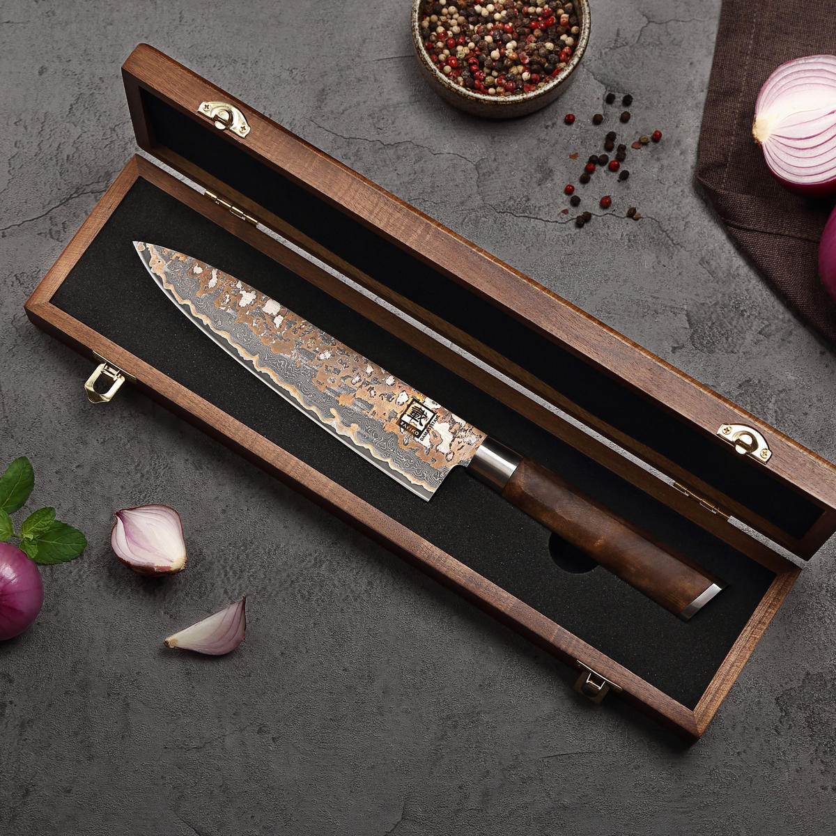 CHEFMESSER MysticMagma - Edelstahlfarben/Ahornfarben, Holz/Metall (33cm) - Zayiko