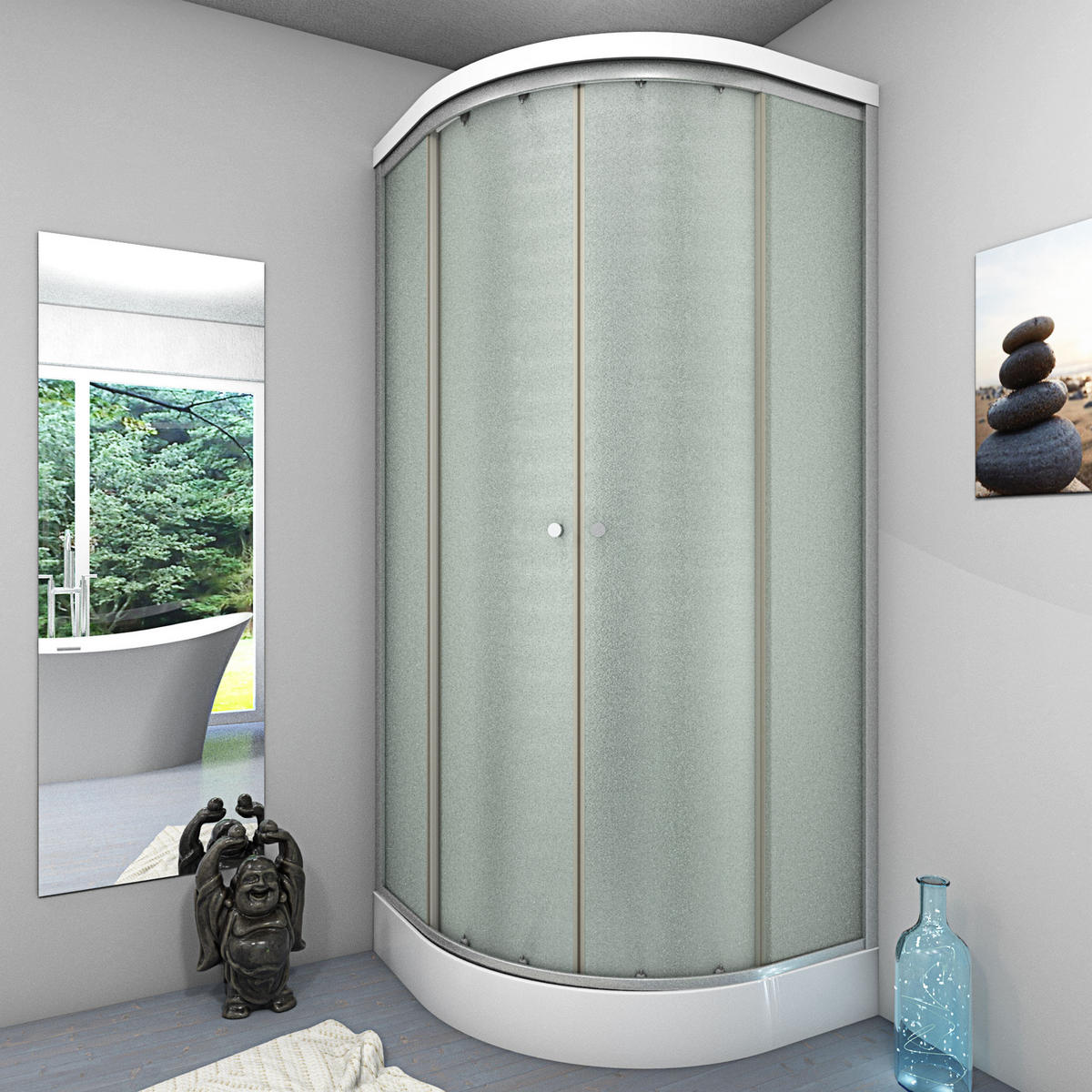 DUSCHKABINE Dusche D10-00M0 80x80 cm ohne 2K Scheiben Versiegelung - Weiß, Glas/Kunststoff (80/80/215cm) - AcquaVapore by Sandra Jentho