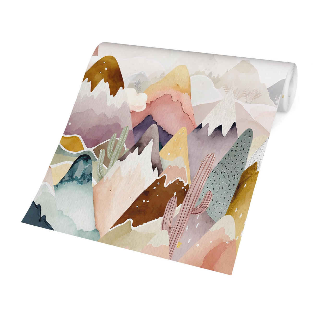 FOTOTAPETE Boho Berglandschaft 240/240 cm - Multicolor, Papier (240/240cm) - Bilderwelten