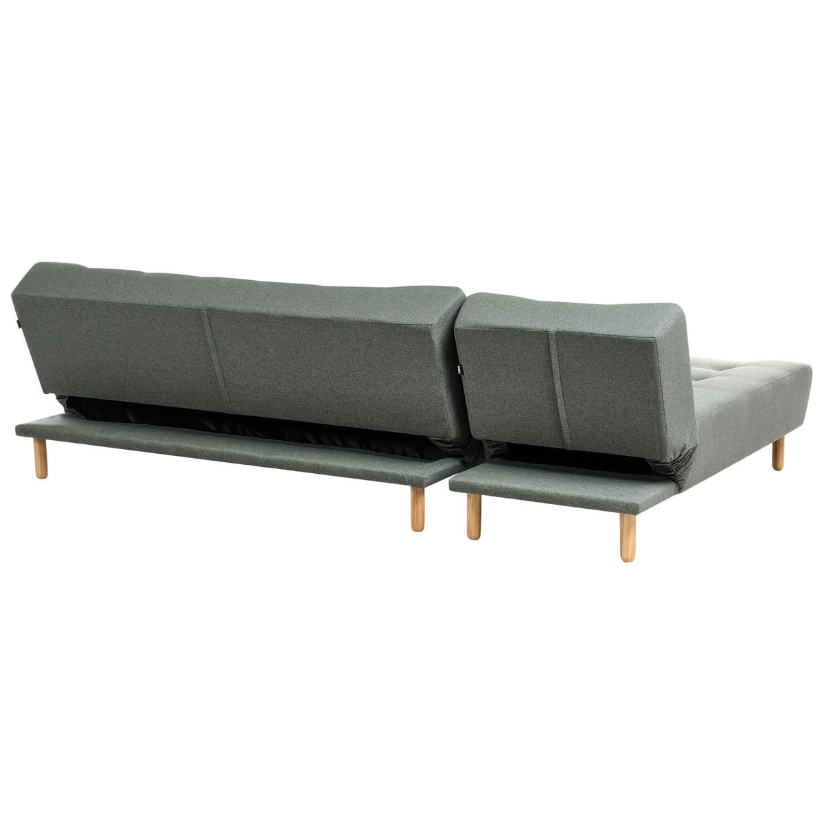 ECKSCHLAFSOFA Modul 4-Sitzer Stoff Grün linksseitig Alsten - Braun/Grün, Textil (258/161cm) - Beliani