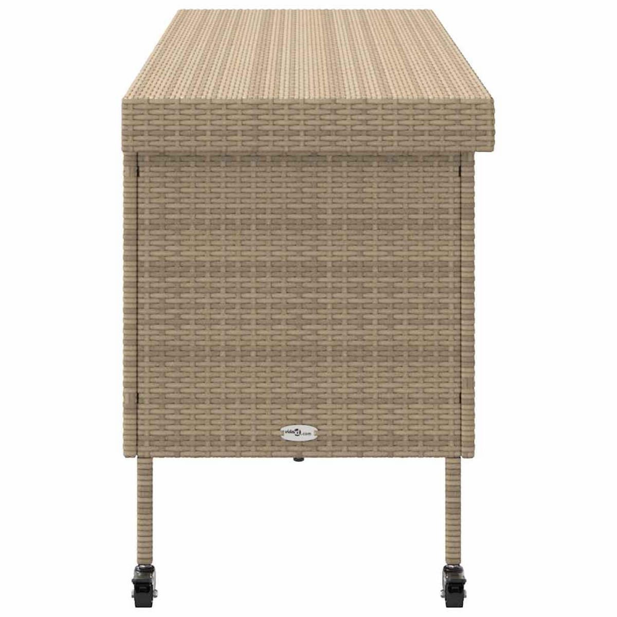 GARTENTRUHE Mit Rollen Beige 160/55/75 Cm Poly Rattan - Beige, Kunststoff (160/75/55cm) - vidaXL