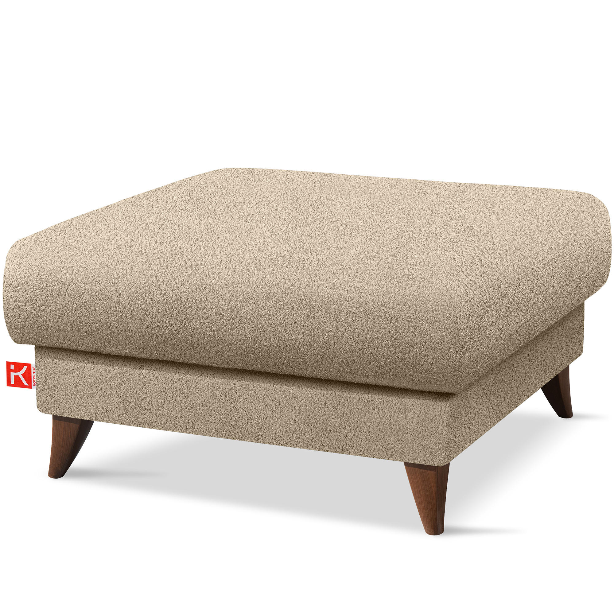 HOCKER GUSTAVO Bouclé, Beige - Beige, Holz/Holzwerkstoff (92/49/92cm) - KONSIMO®